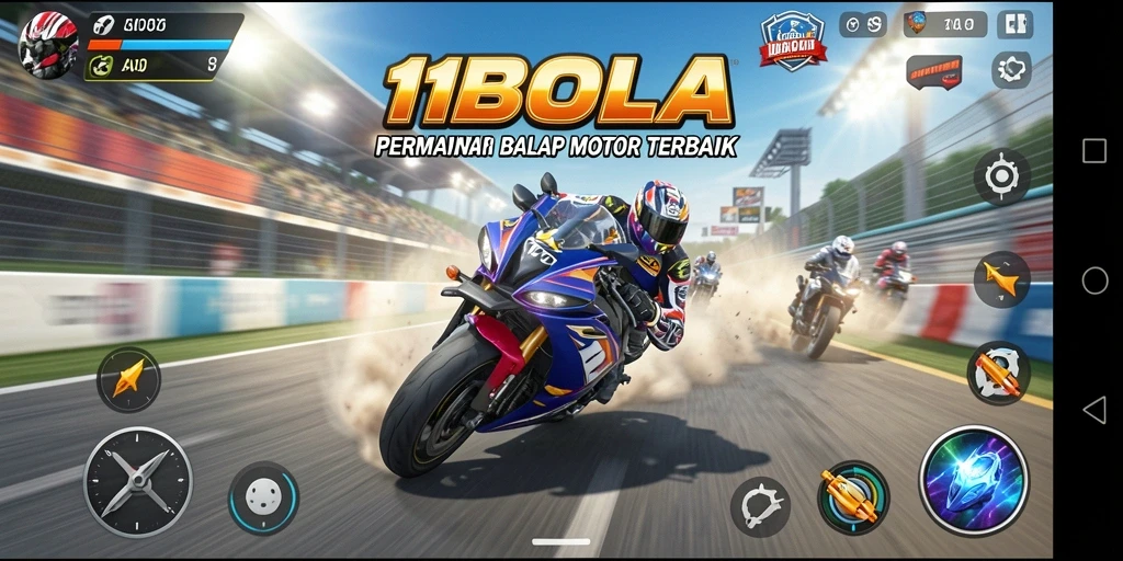 Tampilan gameplay balap motor yang mendebarkan di 11BOLA.