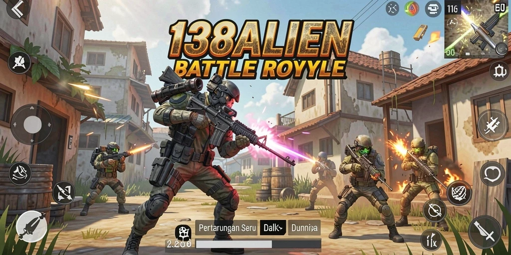 Tampilan gameplay <strong>138ALIEN</strong> yang mendebarkan dalam pertempuran Battle Royale.