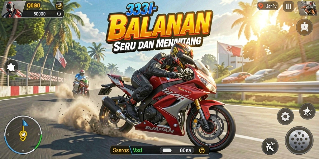 Tampilan gameplay seru saat balapan motor di 333I.