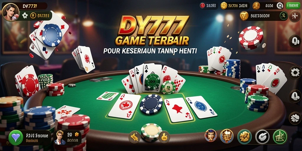 Screenshot utama DY777 menampilkan pemain beraksi dalam game Poker yang seru.