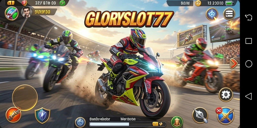 Gameplay menegangkan dari balapan motor di GLORYSLOT777.