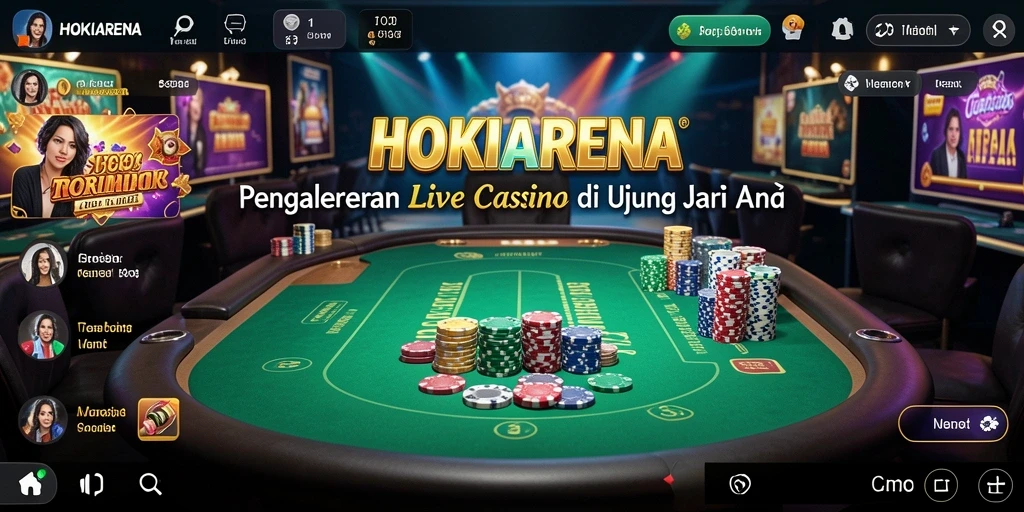 Gameplay seru HOKIARENA dengan dealer live yang interaktif.