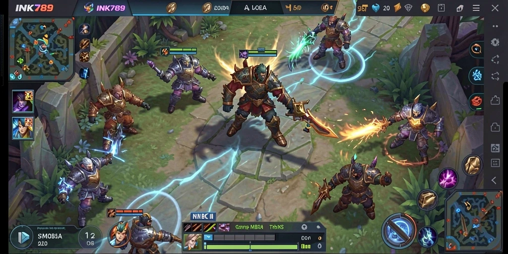 Tampilan gameplay seru dalam game MOBA INK789.