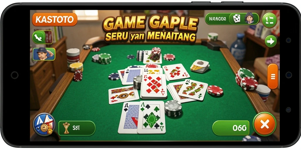 Screenshot gameplay KASTOTO dalam aksi bermain Gaple.