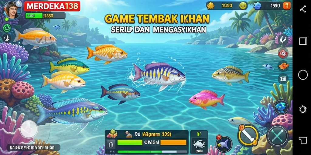 Tampilan gameplay seru dari MERDEKA138 saat menembak ikan.