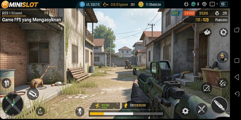 Tampilan gameplay MINISLOT yang mendebarkan dengan aksi FPS yang intens.