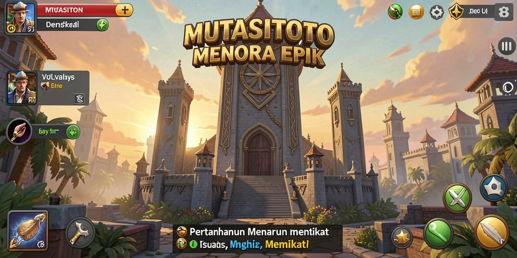 Screenshot gameplay MUTASITOTO menampilkan aksi Tower Defense yang seru.
