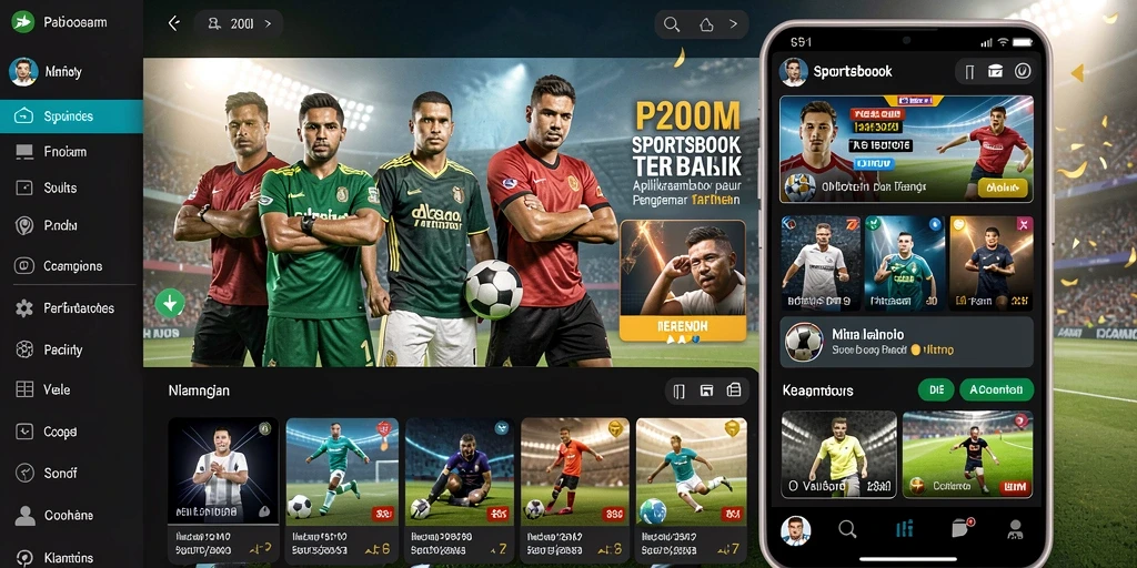 Tangkapan layar gameplay P200M yang menunjukkan antarmuka taruhan olahraga.
