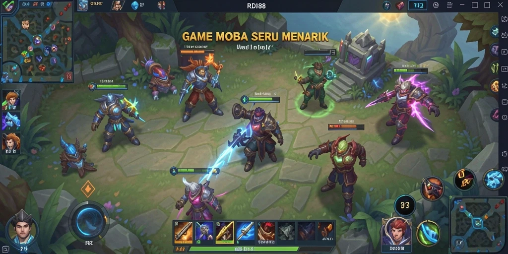 Gameplay seru RDI88 dengan pertarungan epik antar hero.