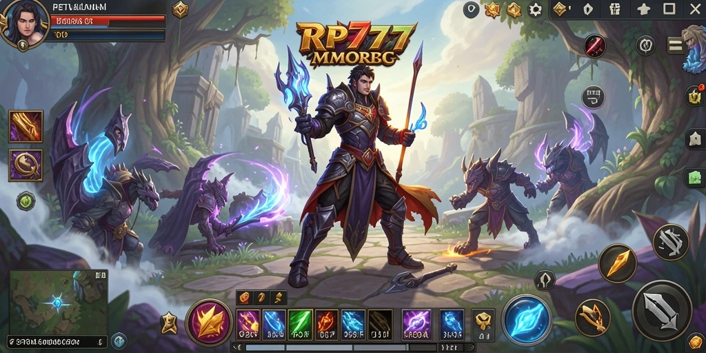 Tangkapan layar dari gameplay RP777 yang menampilkan pertempuran epik.