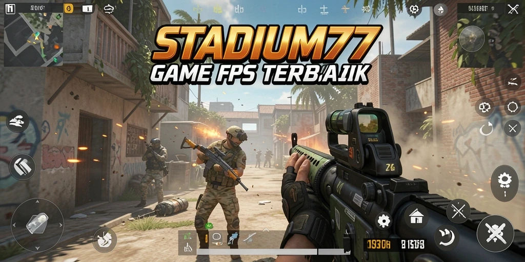 Screenshot STADIUM77 menampilkan aksi menembak yang mendebarkan dan grafik menawan.