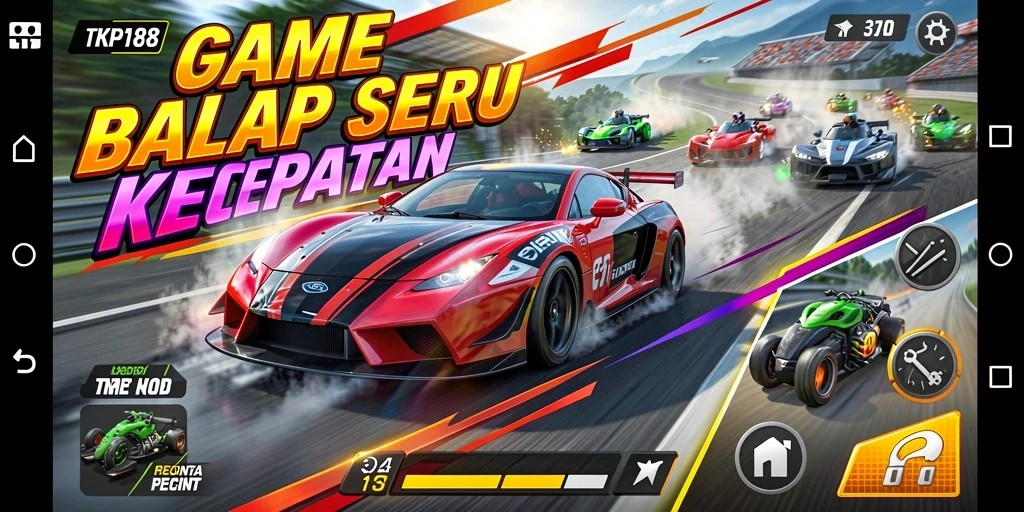 Tampilan gameplay seru dari TKP188 saat balapan di trek yang menegangkan.