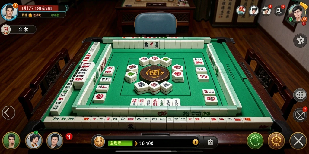Tampilan gameplay UH77 yang menakjubkan saat bermain Mahjong.